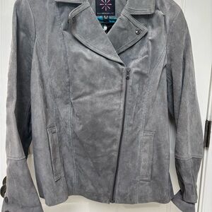 NEW Isaac Mizrahi Gray Leather Jacket